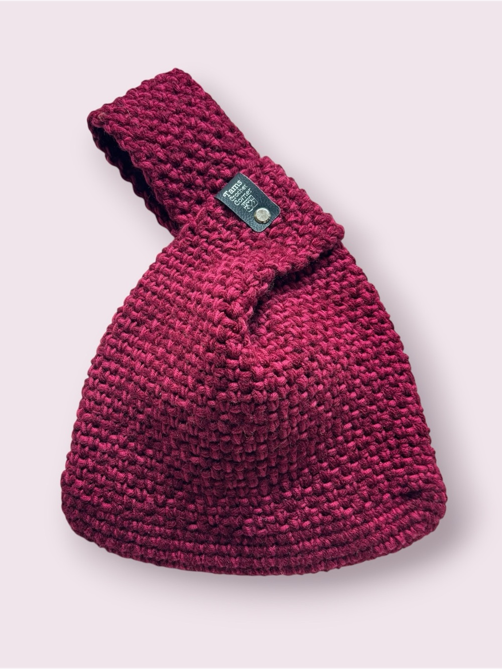 Wine Crochet Japanese Knot Wristlet Purse